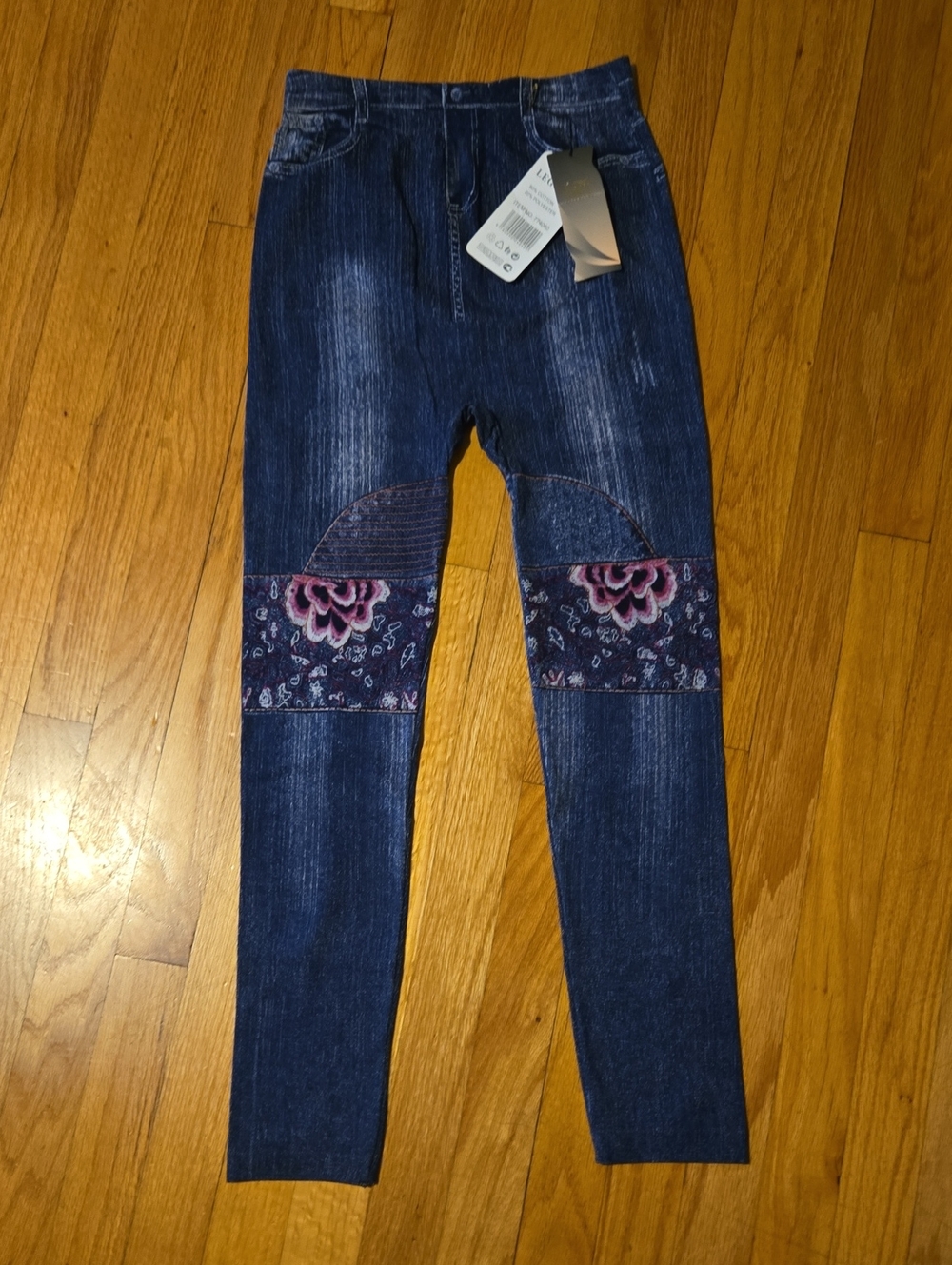 Women's Dark Blue Patterned Patch Skinny Jeans